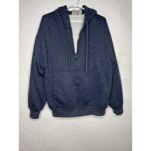 Vintage Franklin Full‎ Zip Waffle Knit Hoodie Size Large Blue